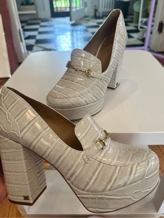 Sam Edelman white croc Aretha Platform Pumps size 10